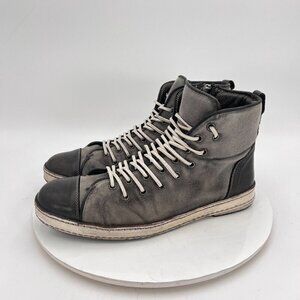 John Varvatos Collection Artisan Double Lace Men 8 High Top Shoe Zipper Sneakers